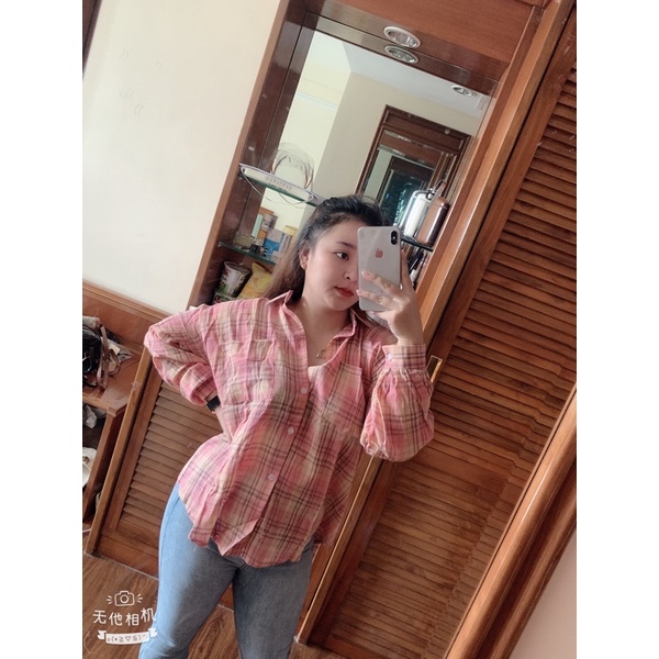 Sét áo sơ mi đũi caro + quần leggin dài ❤️ AL1_17