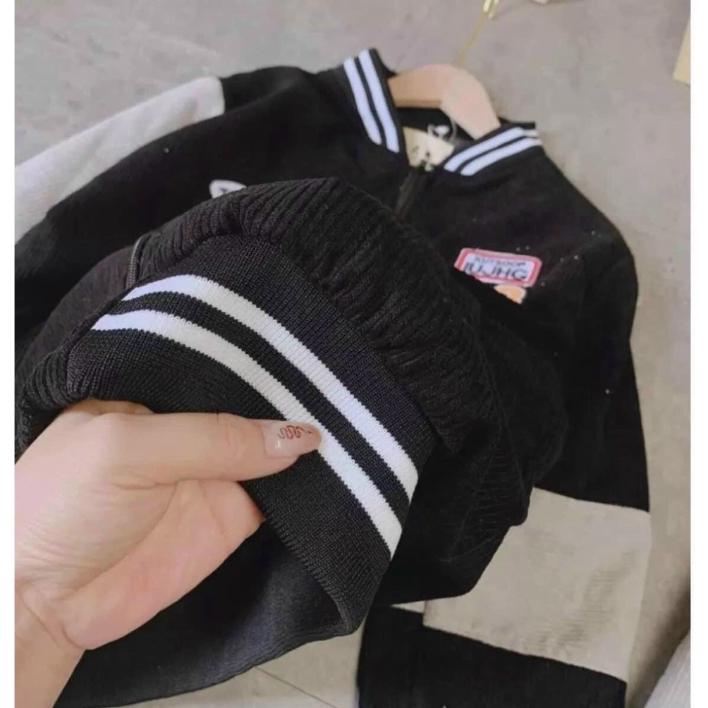 Áo khoác nỉ nam nữ form rộng THE DELIA Áo khoác chống nắng Nhung Bomber 33 AKN12 - Áo nỉ unisex cap cấp