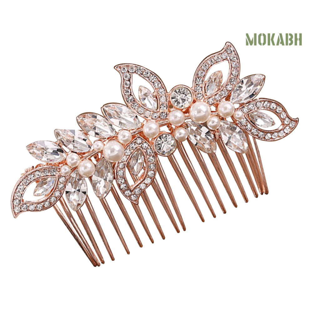 Lược Cài Tóc Đính Đá Ngọc Trai Giả Thanh Lịch Cho Cô Dâu