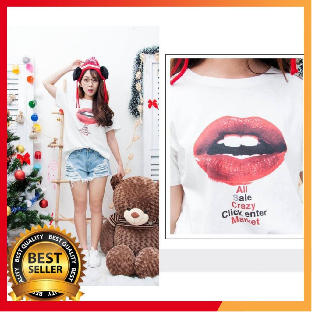 I-2014 Áo Thun Nữ Tay Ngắn In Môi ALL SALE CRAZY CLICK ENTER MARKET