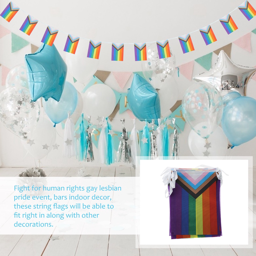 Pride Flag Banner Rainbow Flags Lgbt Stringbunting Progress Party Lesbian Decorations Parade Lgbtq Pennant Decor Garland Banners