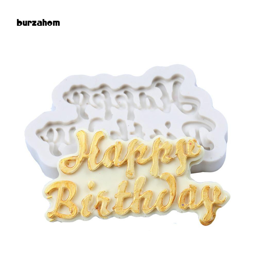 Khuôn làm bánh silicone kiểu dáng chữ Happy brithday dễ thương độc đáo 8cm x 3.7cm x 1cm