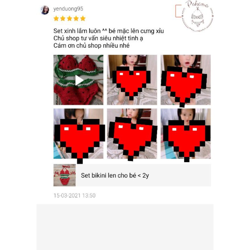 Set bikini len handmade cho bé - bikini len móc - set bikini dưa hấu - (Có sẵn) Set bikini len cho bé < 2y | BigBuy360 - bigbuy360.vn
