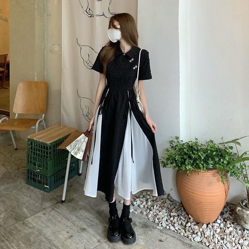 Đầm Sườn Xám Cách Tân Dáng Vừa Vặn Màu Sắc Tương Phản Phong Cách Trung Hoa Thời Trang Mùa Hè Cho Nữ