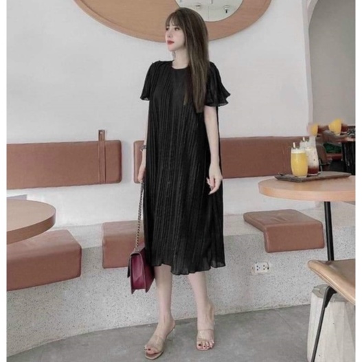 Đầm bầu thiết kế dập nhăn thời thượng M467 chất voan hai lớp mềm min freesize