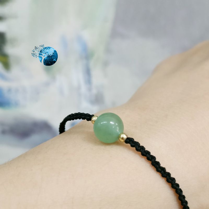 Vòng tay tết dây đá aventurine xanh