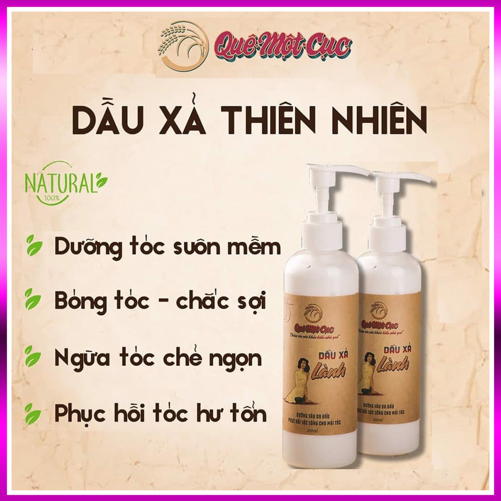 Dầu xả thảo dược thiên nhiên dưỡng tóc mềm mượt QUÊ MỘT CỤC Dầu xả bưởi oliu phục hồi hư tổn 250ml