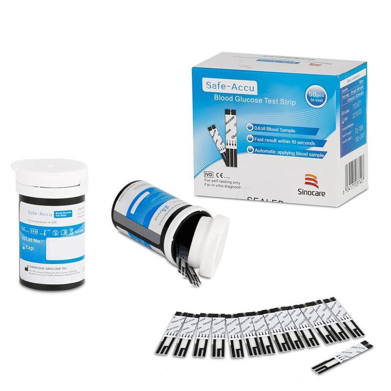 Que thử đường huyết Safe Accu Sinocare 50 que thử date dài chính hãng SINOCARE
