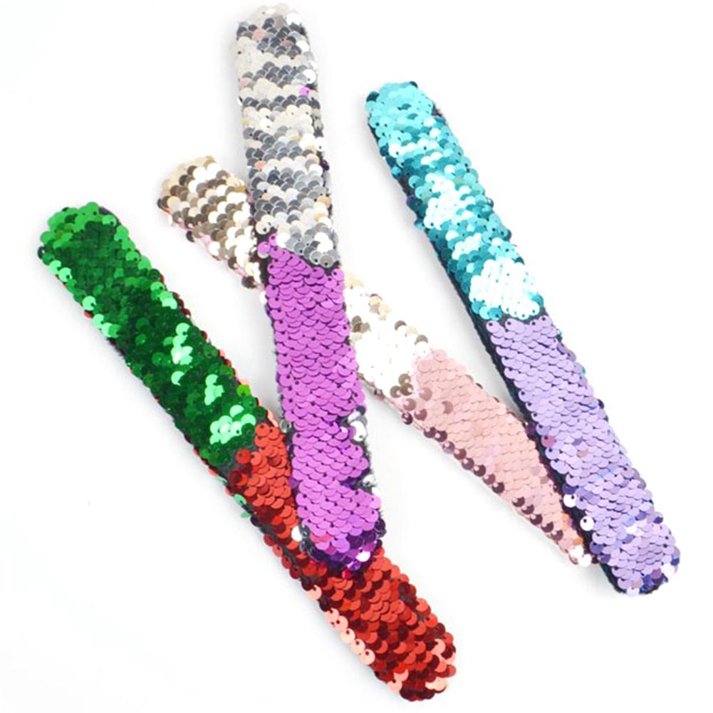 12 PCs Sequins Fashion Round Bracelets Wristband Jewelry Two-tone Cute Gift Unisex Clap Ring Slap Wax Line Charm