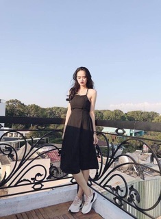ĐẦM XẺ ĐEN ĐAN DÂY LƯNG SEXY