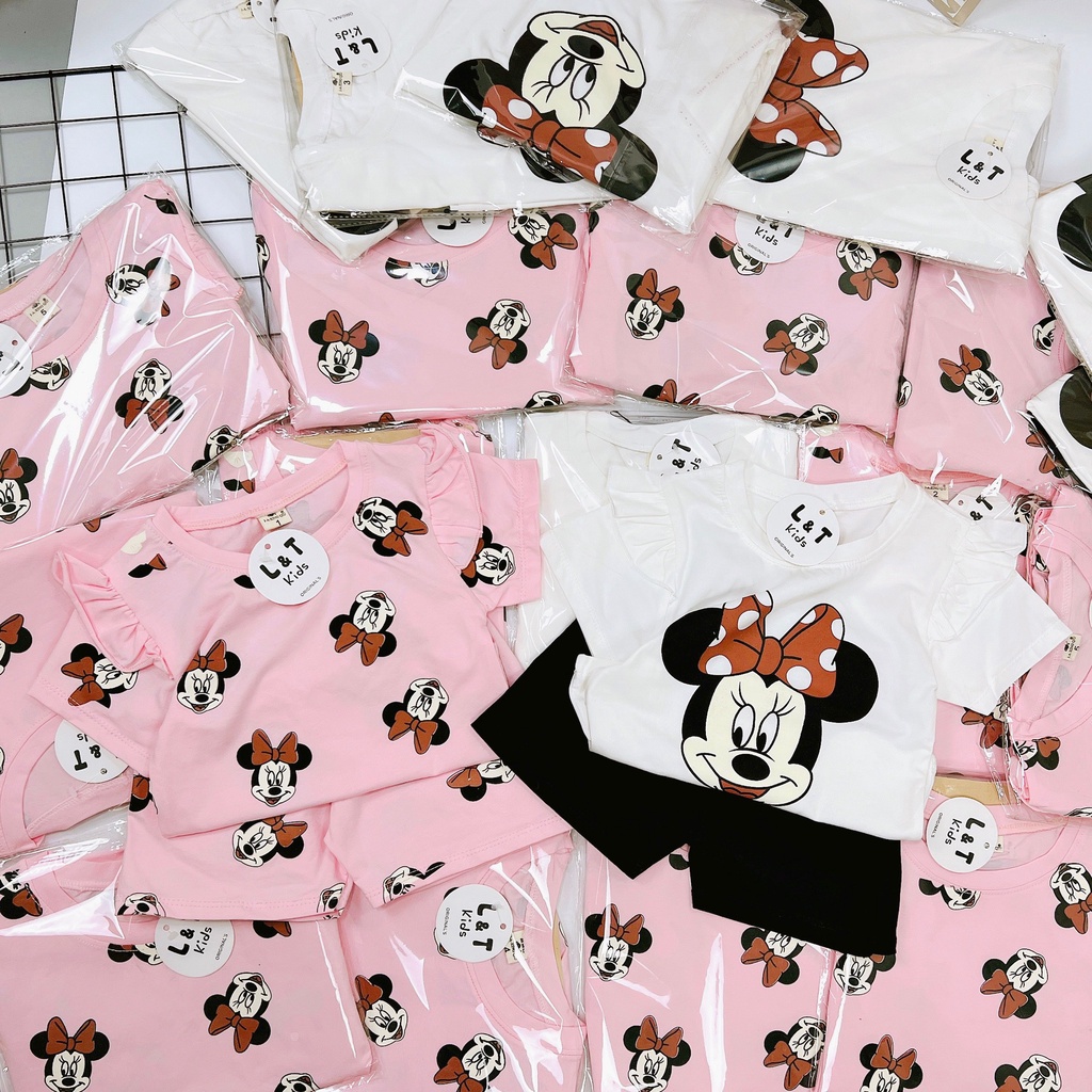 Sét bộ cotton tay bèo Bipu siêu xinh cho bé gái mặc thoáng mát