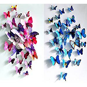 Combo 24 Con Bướm 3D Dán Tường