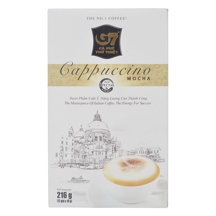 [Có tem] Cà phê hòa tan Cappuccino Mocha- Capuchino Hazelnut- Cappuchino Coconut - Hộp 12 gói