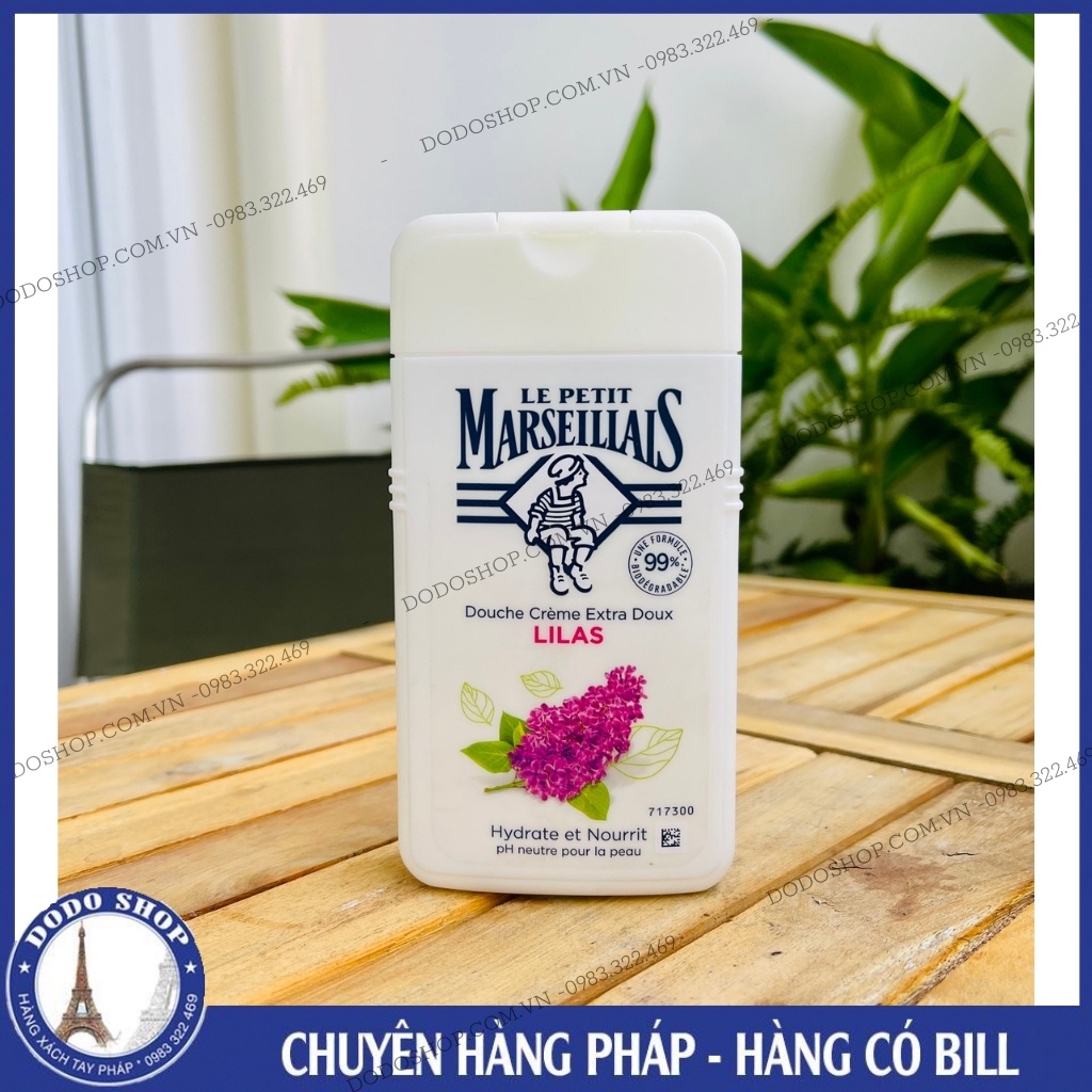 Sữa tắm Le Petit Marseillais 250ml giúp da mềm mịn, mượt da, thơm đậm hương thơm Pháp, hàng nội địa pháp