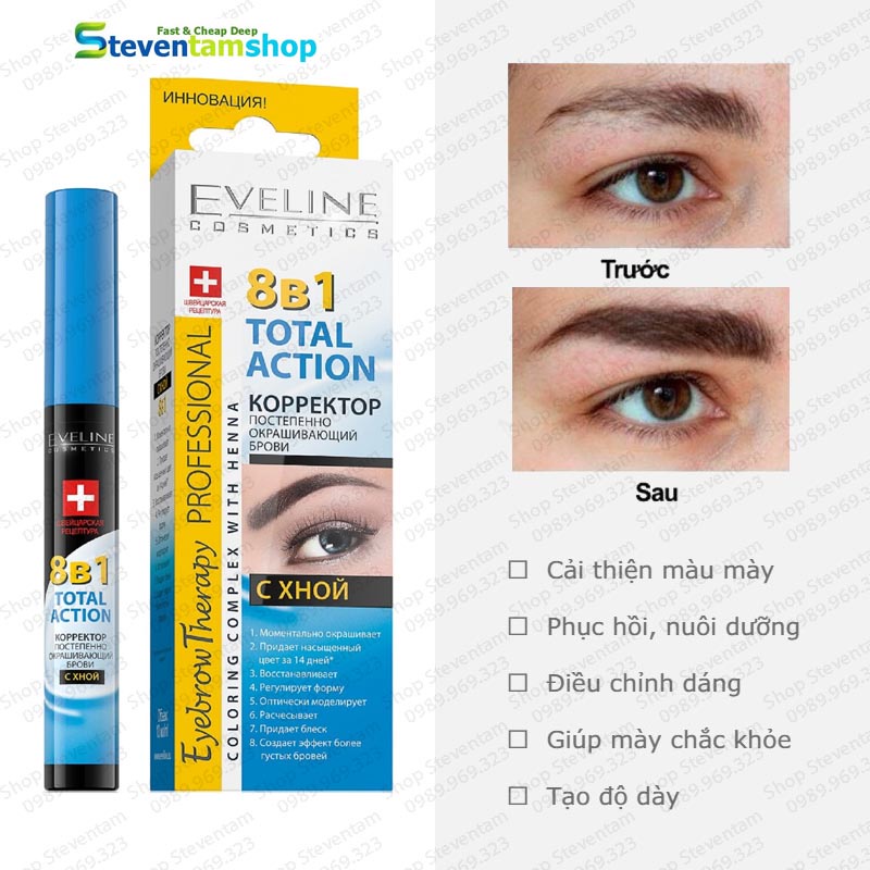 Bộ đôi dưỡng mi và mày Eveline 8in1 - Ba Lan