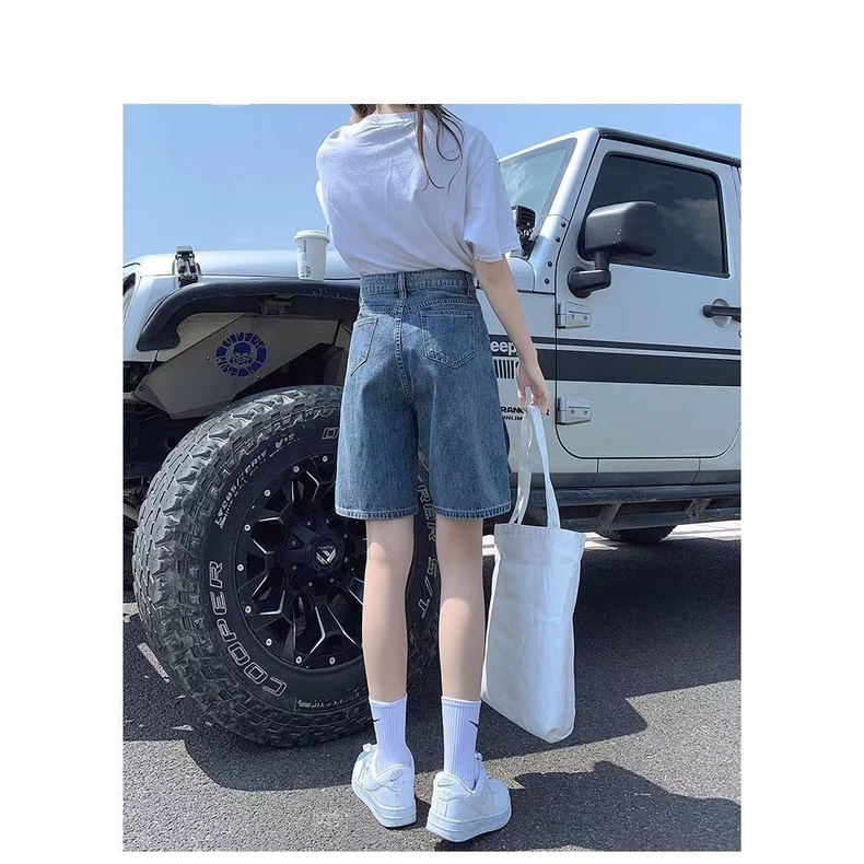 Quần Short Denim Lưng Cao Ống Rộng Thời Trang Mùa Hè Mới 2022 Dành Cho Nữ
