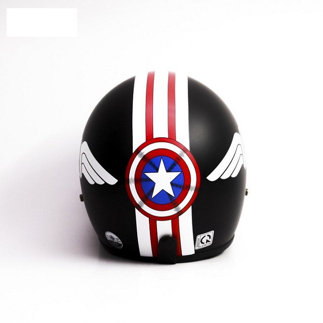 Combo Mũ bảo hiểm 3/4 Captain America + mũ ninja + ống tay chống nắng + kính phượt + Tặng 1 khăn phượt đa năng màu bất k