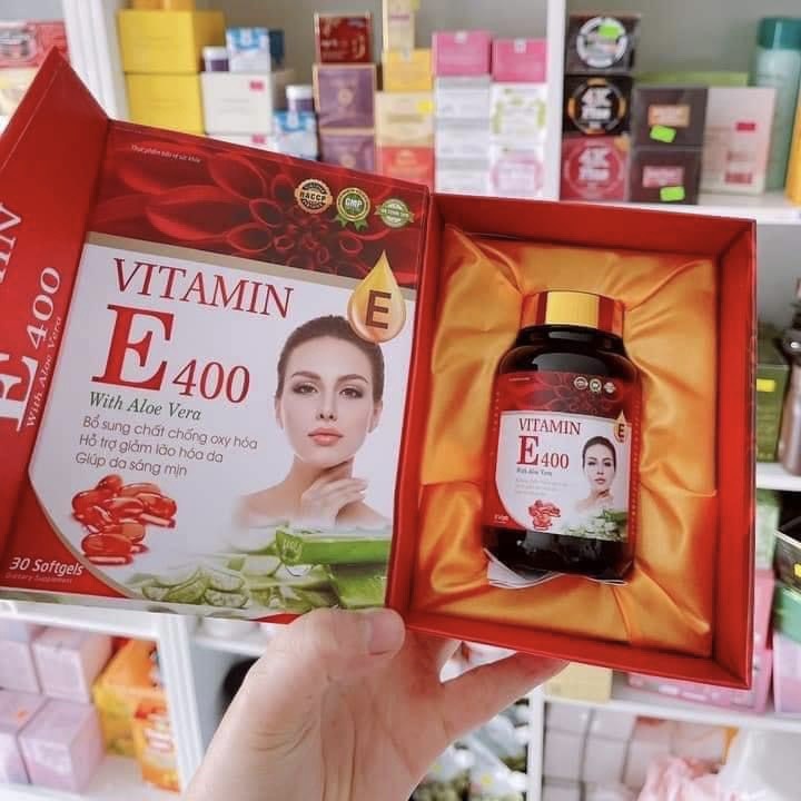 Vitamin E Đỏ Lô Hội Hàm Lượng 400 Lọ Thủy Tinh Whit aloe Vera