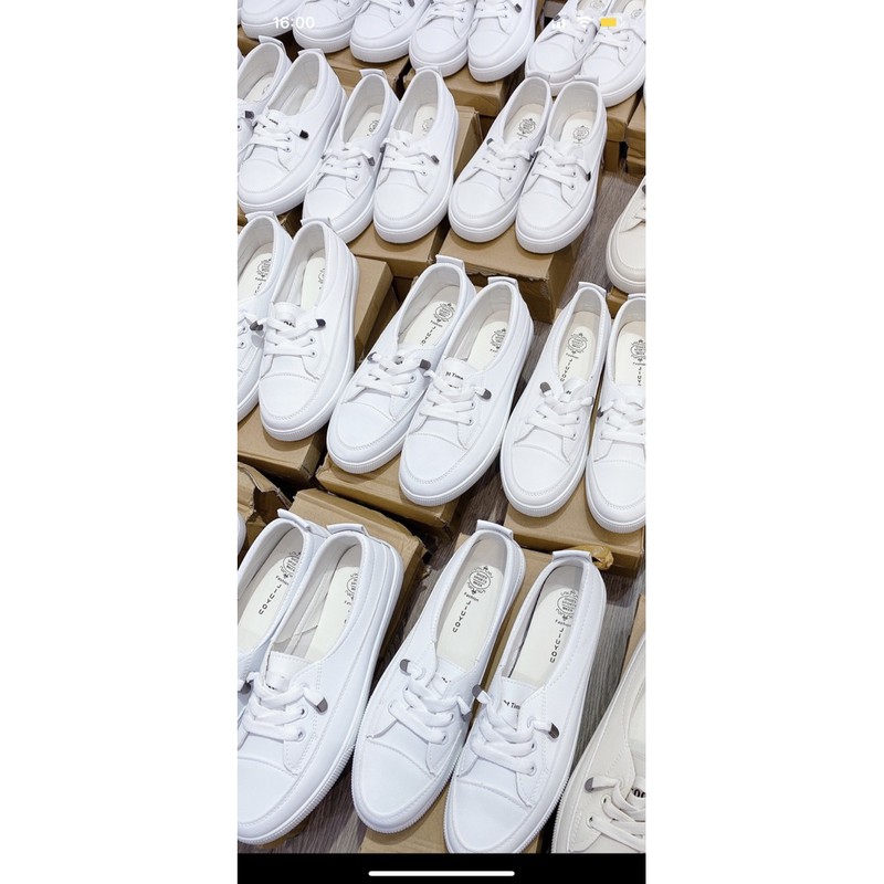 Giày thể thao , giày slipon nữ màu trắng không cần buộc dây FULLBOX