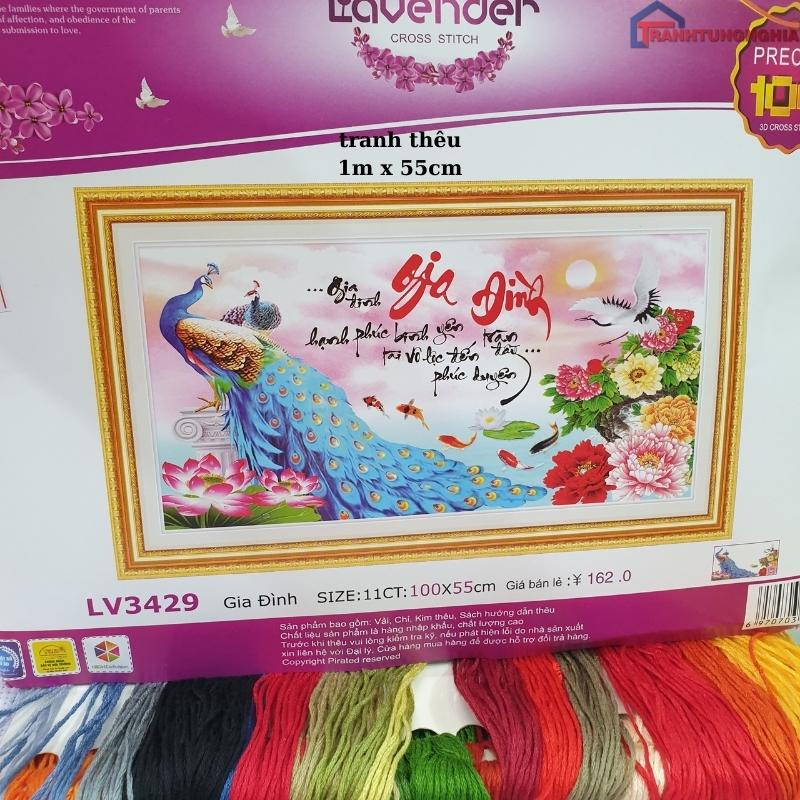 Tranh thêu chữ thập gia đình hạnh phúc