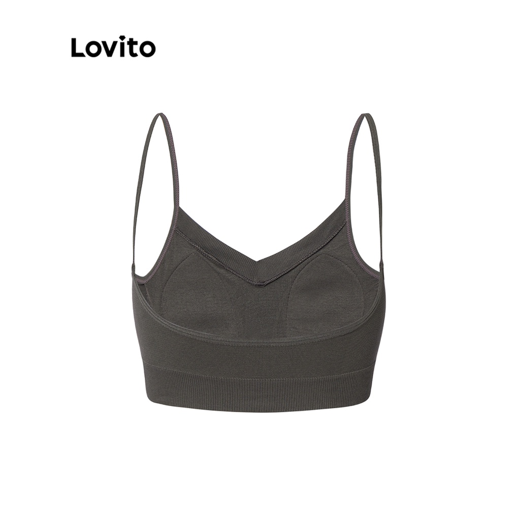 Lovito Thể thao Yoga Thể dục Đệm có thể tháo rời V Dây đeo cổ Mỳ Ý Có độ đàn hồi tốt cho phụ nữ Áo ngực thể thao L34AD031