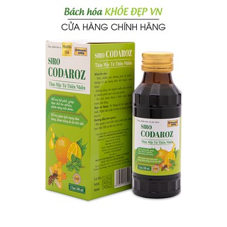Siro CODAROZ thảo mộc giúp bổ phế, giảm ho đờm, đau rát cổ họng - Chai 100ml [Siro CODAROZ Xanh]