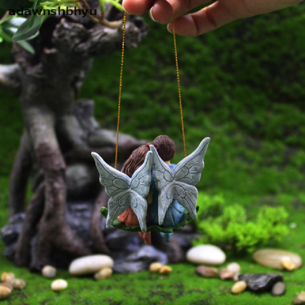 Tượng cặp đôi thiên sứ ngồi xích đu bằng resin dùng trang trí