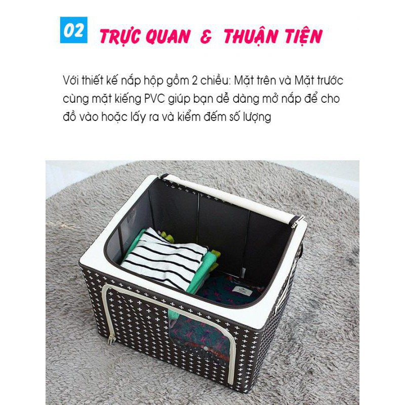 [ BH - 1 ĐỔI 1 ] Size lớn Hộp đựng quần áo chăn màn thông minh túi bằng vải khung thép kim loại gấp xếp gọn