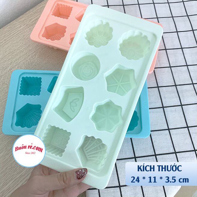 Khay Nhựa Dẻo 8 Viên Việt Nhật Làm Đá, Khuôn Thạch, Chia Ăn Dặm Cho Bé