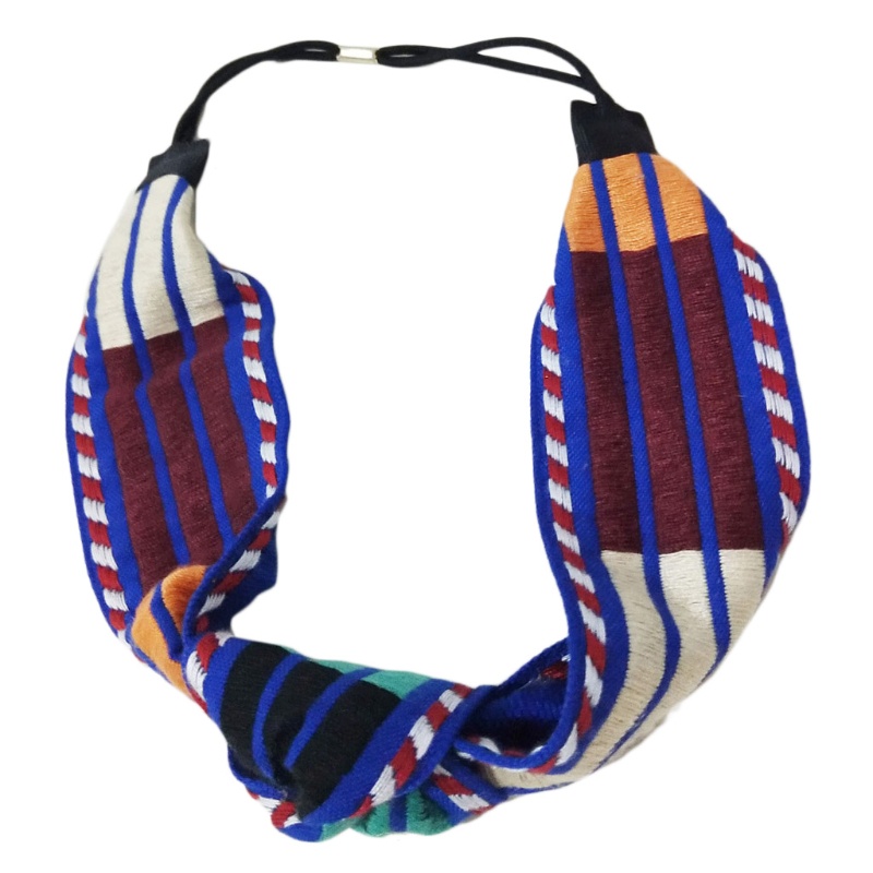 Băng Đô Dệt Kim Co Giãn Bản Rộng Kẻ Sọc Màu Khối Xoắn Cổ Điển Mùa Thu Hàn Quốc Cho Nữ