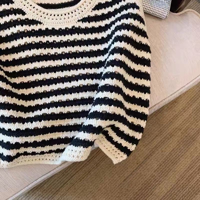 Áo Hai Dây Dệt Kim Kẻ Sọc Thời Trang Mùa Hè Hàn Quốc