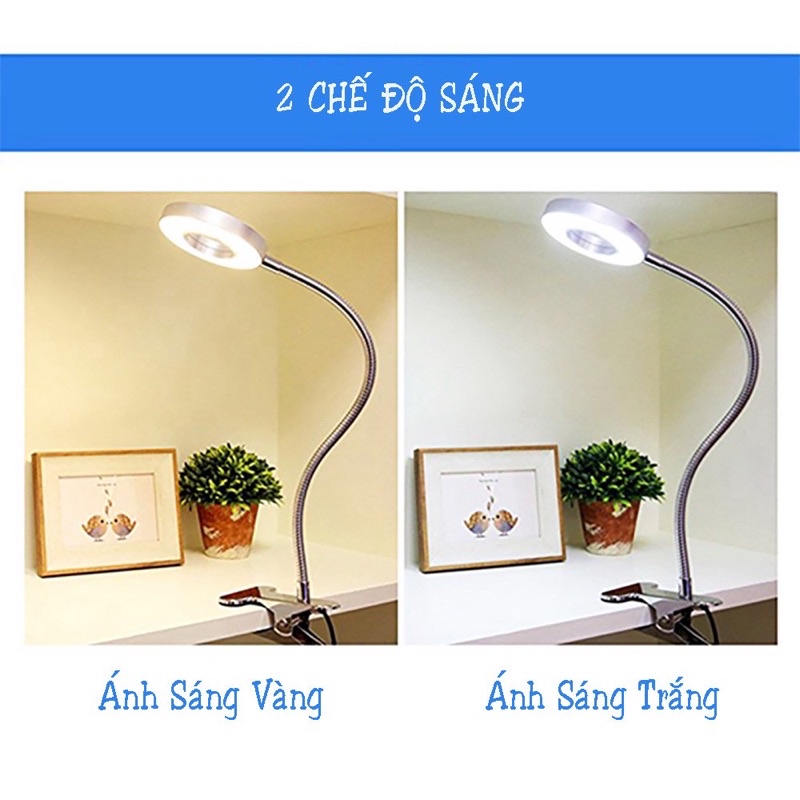 Đèn led kẹp bànkèm củ sạc