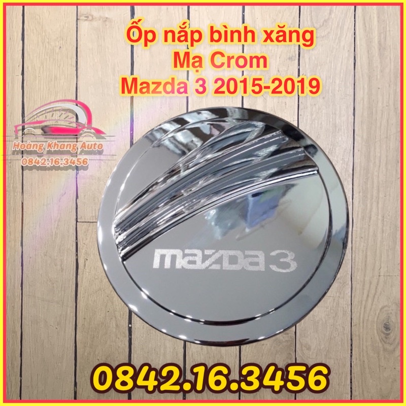 Ốp nắp bình xăng mazda 3 2015 - 2019, 2 mẫu Carbon và mạ crom
