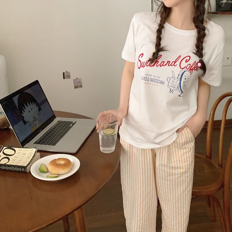 Quần Pijama Dài Kẻ Sọc Thời Trang Hàn Quốc Đơn Giản Cho Nữ