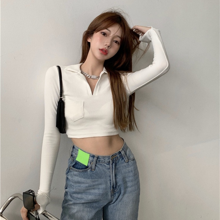 Áo khoác tay dài cổ bẻ dáng ôm thời trang mùa thu | BigBuy360 - bigbuy360.vn