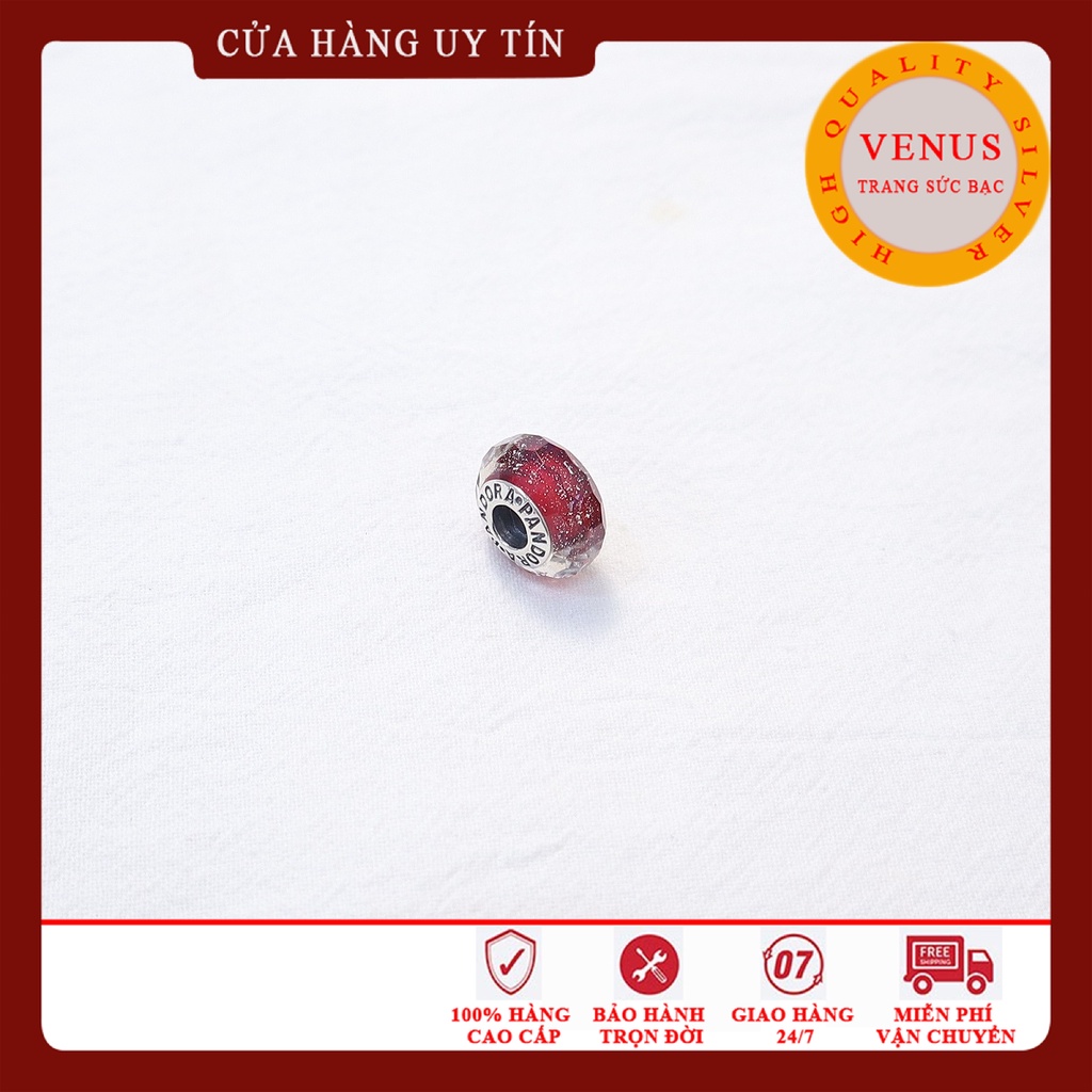 [Charm bạc 925 cao cấp] Charm glass đỏ cát- Mã sản phẩm VENUSG14