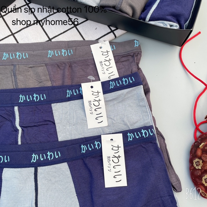 SET 4 quần sịp đùi cotton 100% siêu mát túi zip bạc.