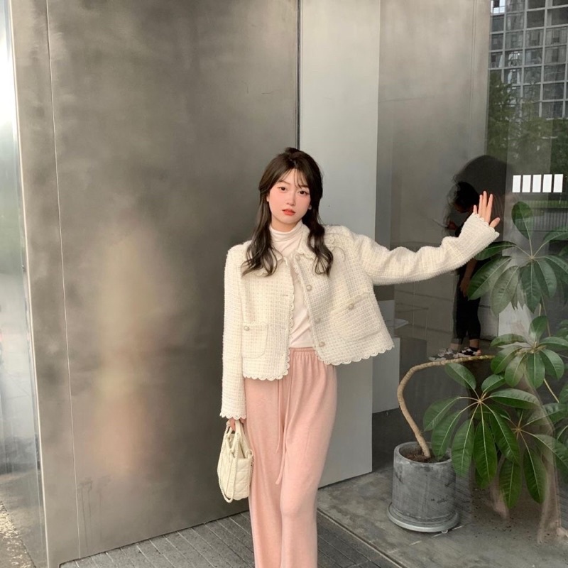 Áo Khoác Nữ Vải Tweed Thu Đông Phong Cách Tiểu Thư - A057