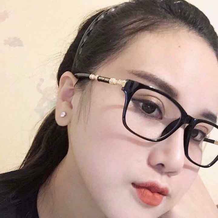 Mắt kính nữ giả cận - Kính đi đêm - Đủ hộp đựng kính và khăn lau kính - Bảo hành 12 tháng