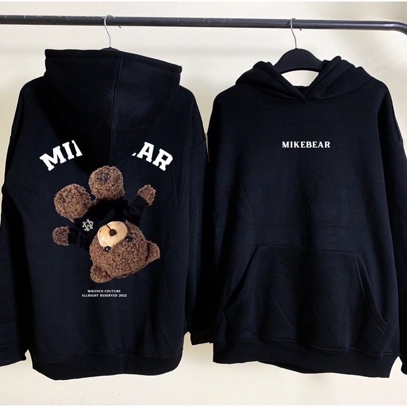 Áo hoodie nỉ bông nam nữ form rộng MIKEBEAR in hình gấu mũ 2 lớp rộng, áo sweater nỉ ulzzang phong cách Hàn Quốc