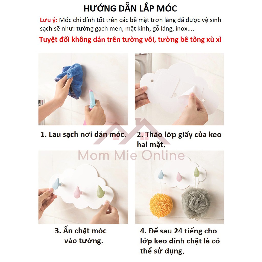 Móc dán tường hình đám mây dễ thương cỡ lớn - J17700