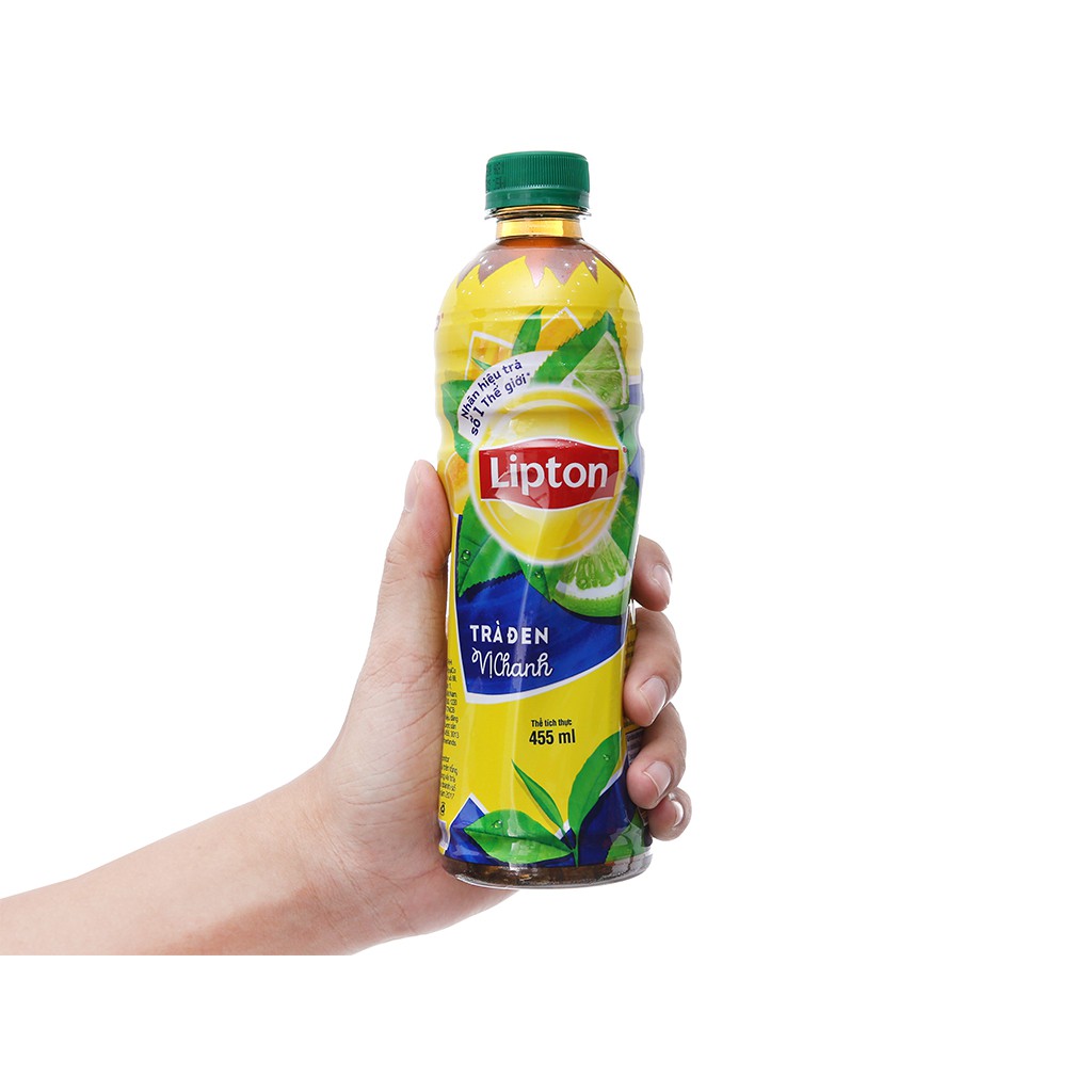 Lốc 6 Chai Trà Đen Lipton Vị Chanh Chai 455ml