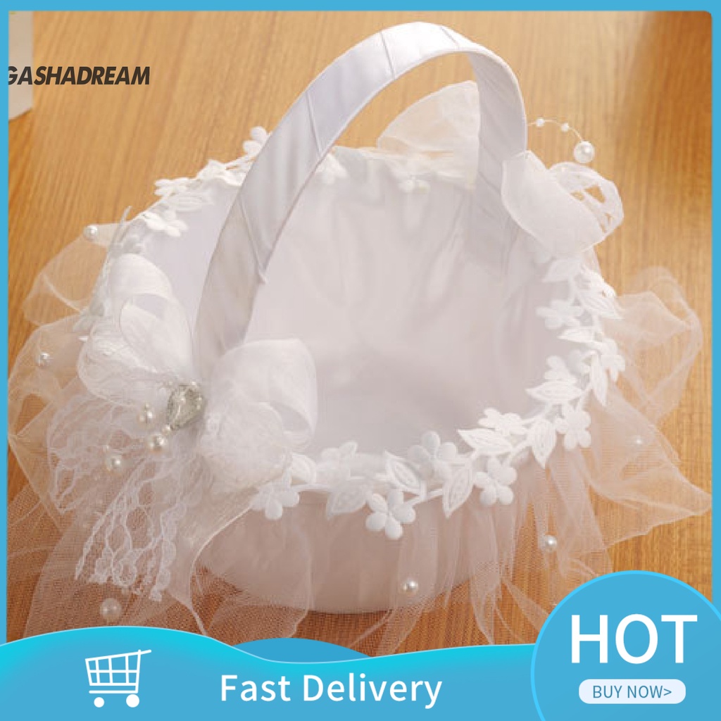 Gashadream Giỏ Đựng Hoa Cưới Màu Trắng Thoải Mái
