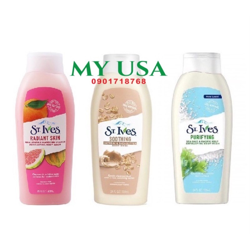 SỮA TẮM STIVES ❤SỮA TẮM TẨY TẾ BÀO CHẾT ST.IVES BODY WASH MỸ 709ML/400ML