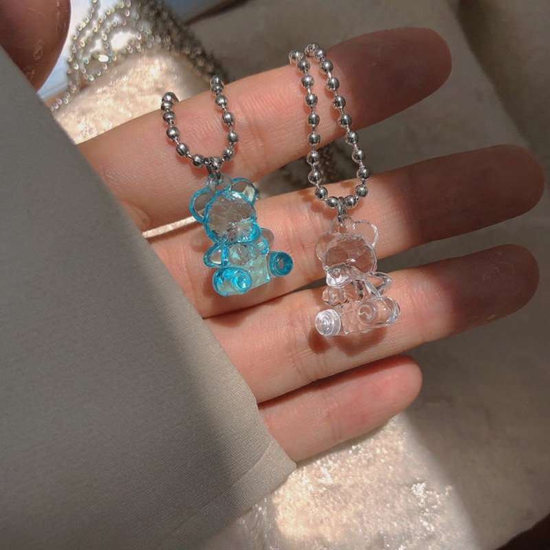 Vòng Cổ Gấu Trong Suốt 191129Dây Chuyền Chuỗi Xích Trong Suốt Họa Tiết Hoạt Hình Dễ Thương Phong Cách Hàn Quốc