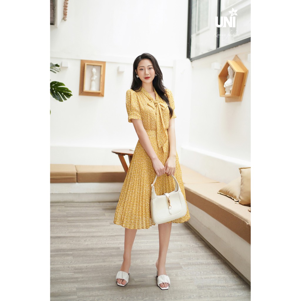 Áo Sơ Mi Cổ Nơ Họa Tiết Hoa Nhí 8A0106 -[Chính Hãng] UNI KOREAN FASHION