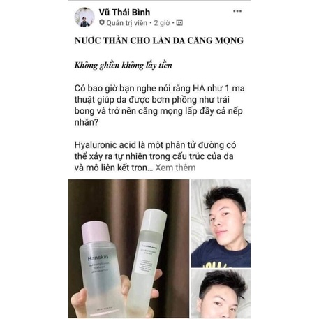 Nước thần Hanskin Real Complexion Hyaluron Skin Essence- nước hoa hồng Dưỡng Ẩm HANSKIN