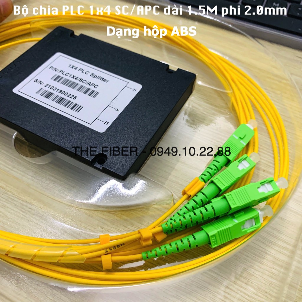 Bộ chia quang dạng hộp ABS PLC 1x4 SC/APC dài 1.5M phi 2.0mm