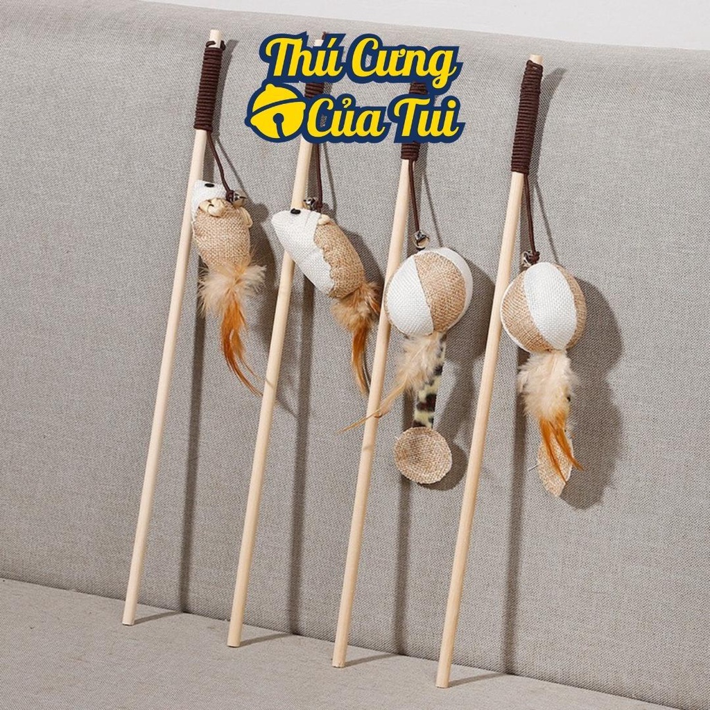 Đồ Chơi Cần Câu Gỗ Trêu Mèo - Thú Cưng Của Tui