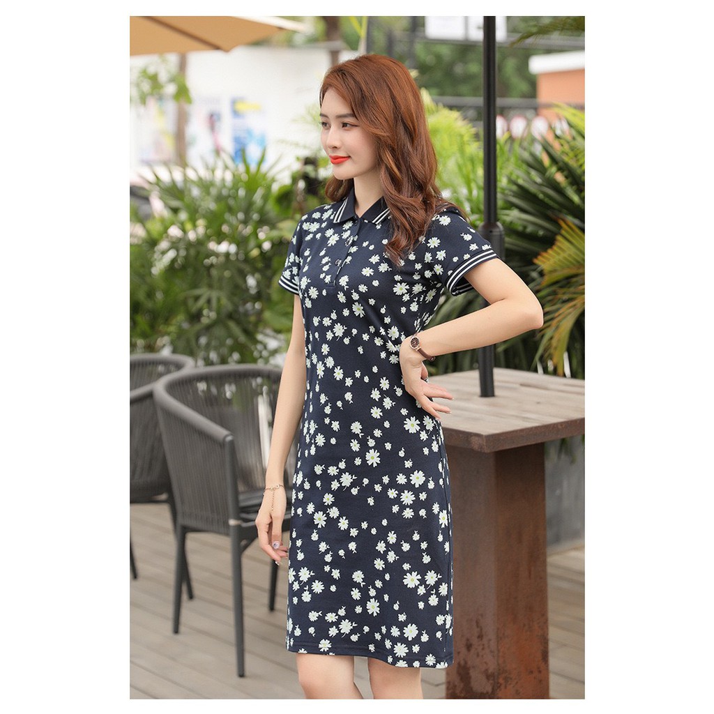 ĐẦM THUN POLO NỮ BIGSIZE QUẢNG CHÂU CAO CẤP,DÁNG SUÔNG,CỔ POLO,NGẮN TAY,CHẤT THUN.